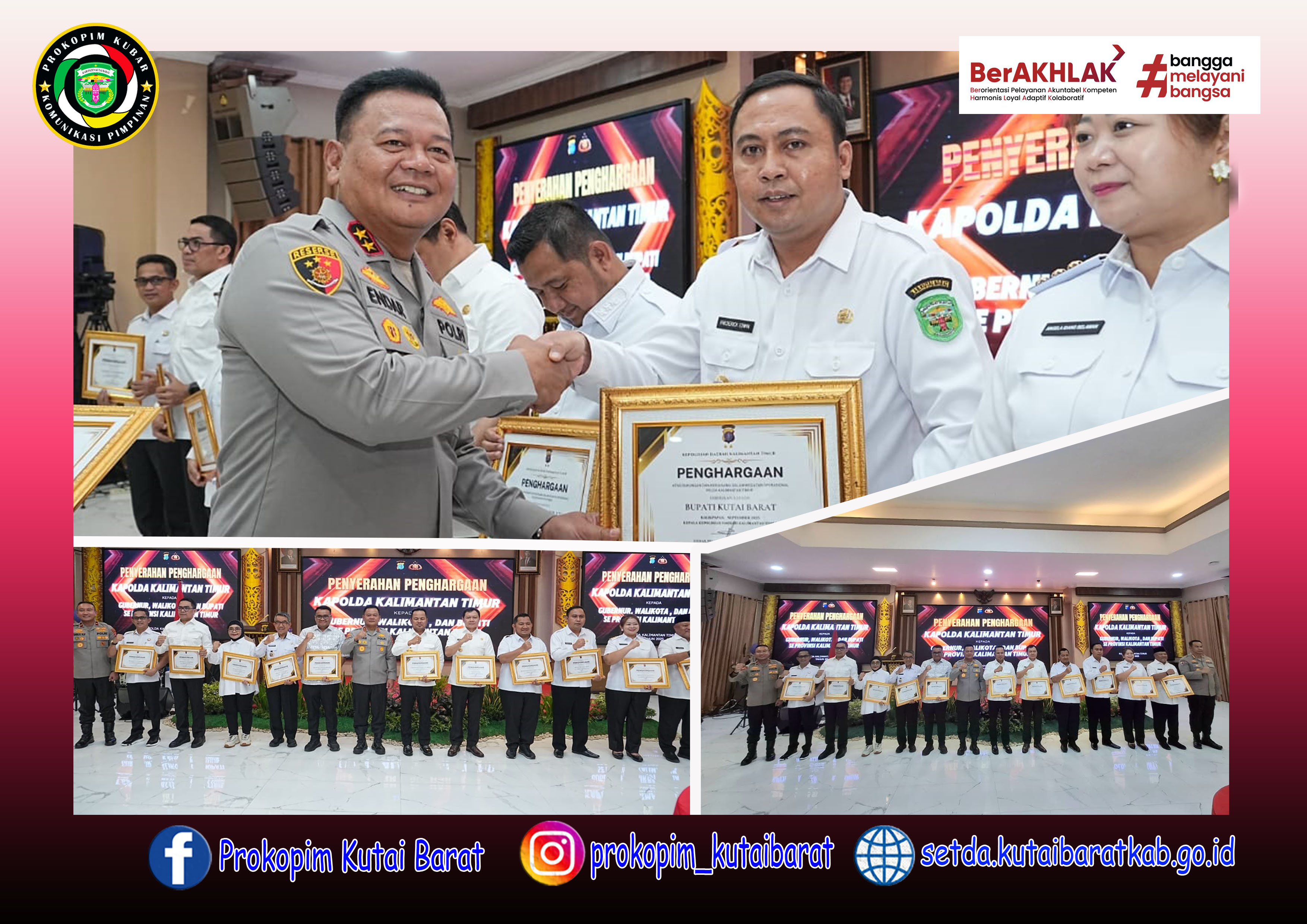 Kubar Raih Penghargaan atas dukungan dan Kerjasama dalam Kegiatan Operasional Polda Kaltim
